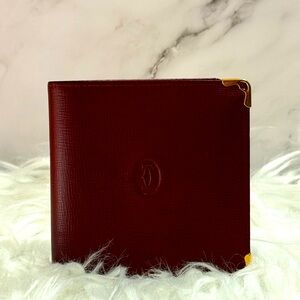 *SOLD* CARTIER Burgundy Must De Cartier Vintage Bi Fold Wallet